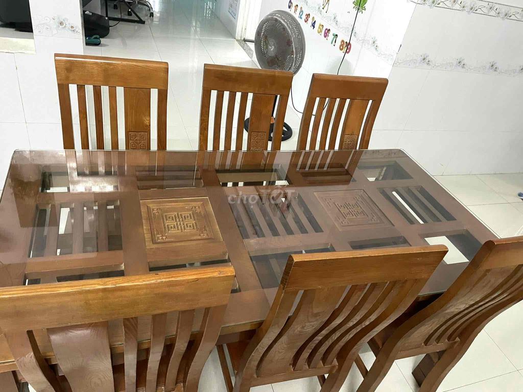 Bộ bàn ăn 6 ghế Gỗ Kính Nâu. Mua bán Bàn ghế tại Thành phố Long Khánh Đồng Nai được đăng bởi Thanh Tùng hình 1
