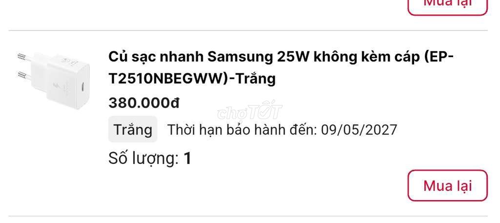Củ sạc nhanh Samsung EP-T2510NBEGWW Trắng. Mua bán Phụ kiện (Màn hình, Chuột...) tại Thành phố Cao Lãnh Đồng Tháp được đăng bởi Khánh Lê hình 1