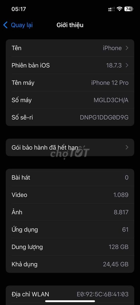 Apple iPhone 12 Pro 128GB 2 sim vật lý 81%. Mua bán Điện thoại tại Thị Xã Buôn Hồ Đắk Lắk được đăng bởi Duong Duong hình 1