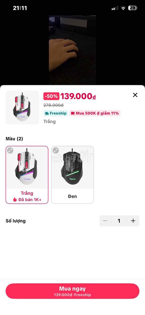 Chuột gaming GM1 Mới 98%. Mua bán Phụ kiện (Màn hình, Chuột...) tại Thành phố Vinh Nghệ An được đăng bởi bình trần hình 1