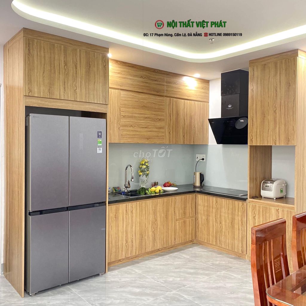 Tủ bếp Nhựa Đài Loan Vàng vân gỗ chống nước. Mua bán Tủ, kệ gia đình tại Quận Cẩm Lệ Đà Nẵng được đăng bởi NỘI THẤT NHỰA VIỆT PHÁT hình 1