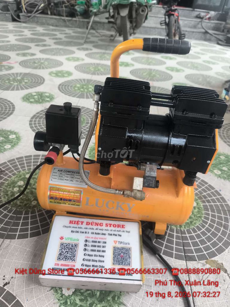Máy nén khí Lucky 9 lít đã sử dụng. Mua bán Đồ chuyên dụng, Giống nuôi trồng tại Huyện Bình Xuyên Vĩnh Phúc được đăng bởi Kiệt Dũng Store  hình 1