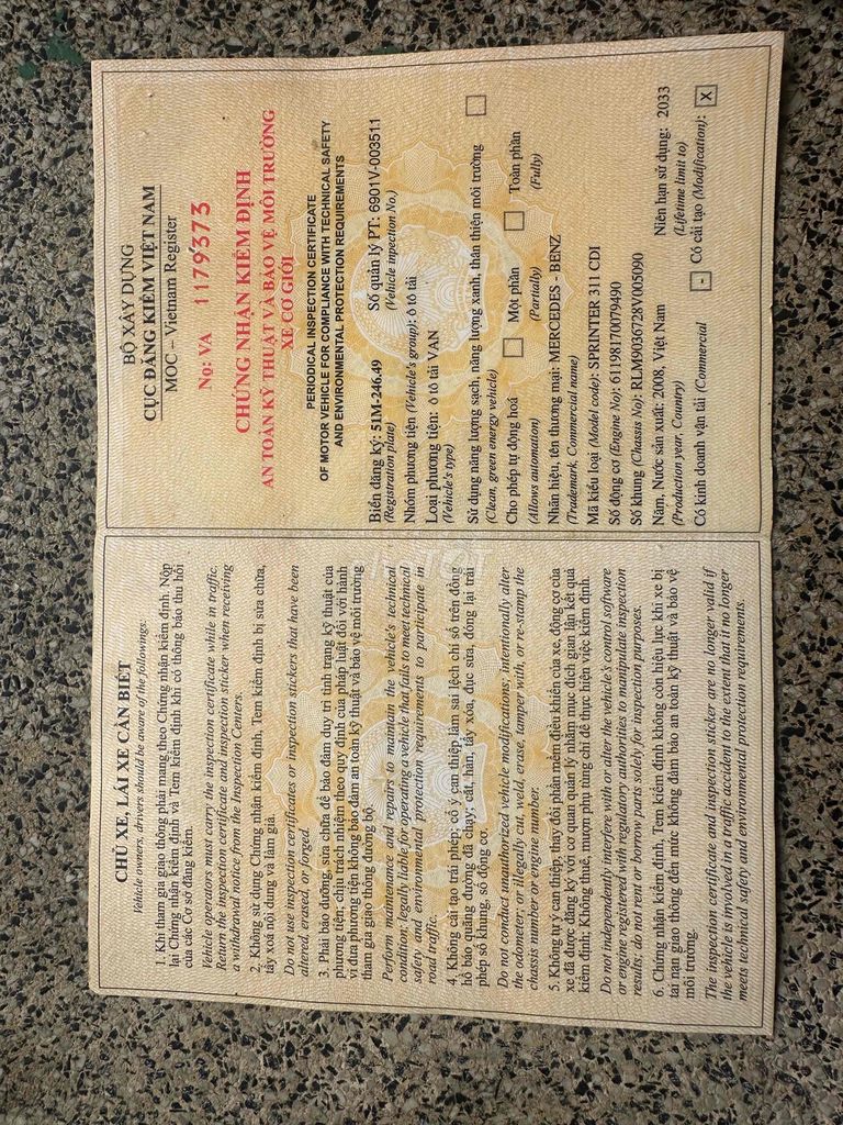 Mercedes Benz Sprinter tải van 2008 2 chỗ /940kg. Mua bán Ô tô tại Quận 12 Tp Hồ Chí Minh được đăng bởi A Kha hình 11