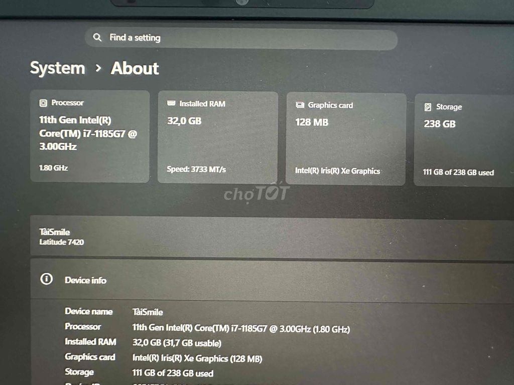 Dell Latitude 7420 i7-1185G7 32GB/238GB. Mua bán Laptop tại Huyện Vĩnh Cửu Đồng Nai được đăng bởi Nguyễn Trần Tấn Tài hình 1