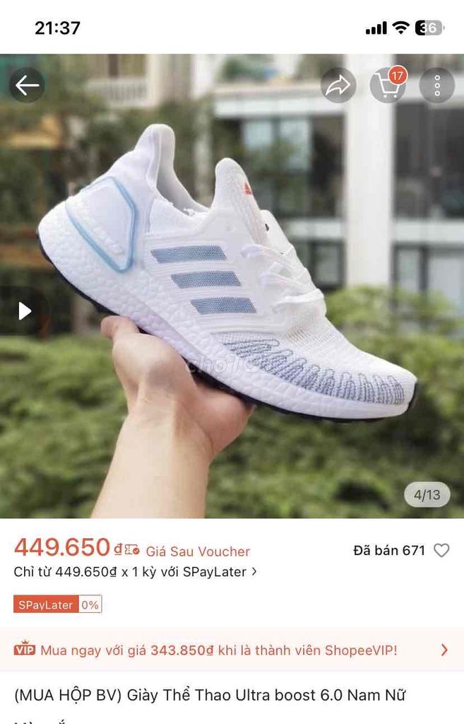 Giày thể thao Adidas Ultra Boost 6.0 Trắng size 42. Mua bán Giày dép tại Quận Bình Tân Tp Hồ Chí Minh được đăng bởi Mận Bitis hình 1