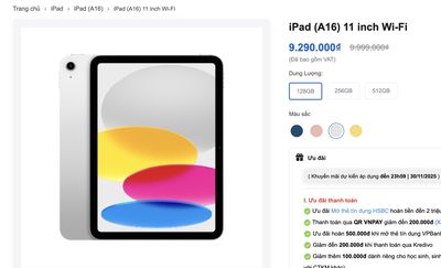 Ipad Gen 11 A16  Nguyên Seal chưa active. Mua bán Máy tính bảng tại Quận Hải Châu Đà Nẵng được đăng bởi zz