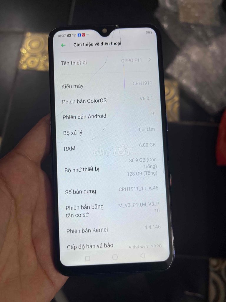 Oppo F11 128GB Vỡ kính. Mua bán Điện thoại tại Quận Long Biên Hà Nội được đăng bởi Vũ Thắng hình 1