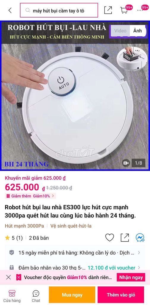 Robot hút bụi lau nhà ES300 Trắng. Mua bán Thiết bị vệ sinh, nhà tắm tại Huyện Hóc Môn Tp Hồ Chí Minh được đăng bởi Triêu nguyên hình 1
