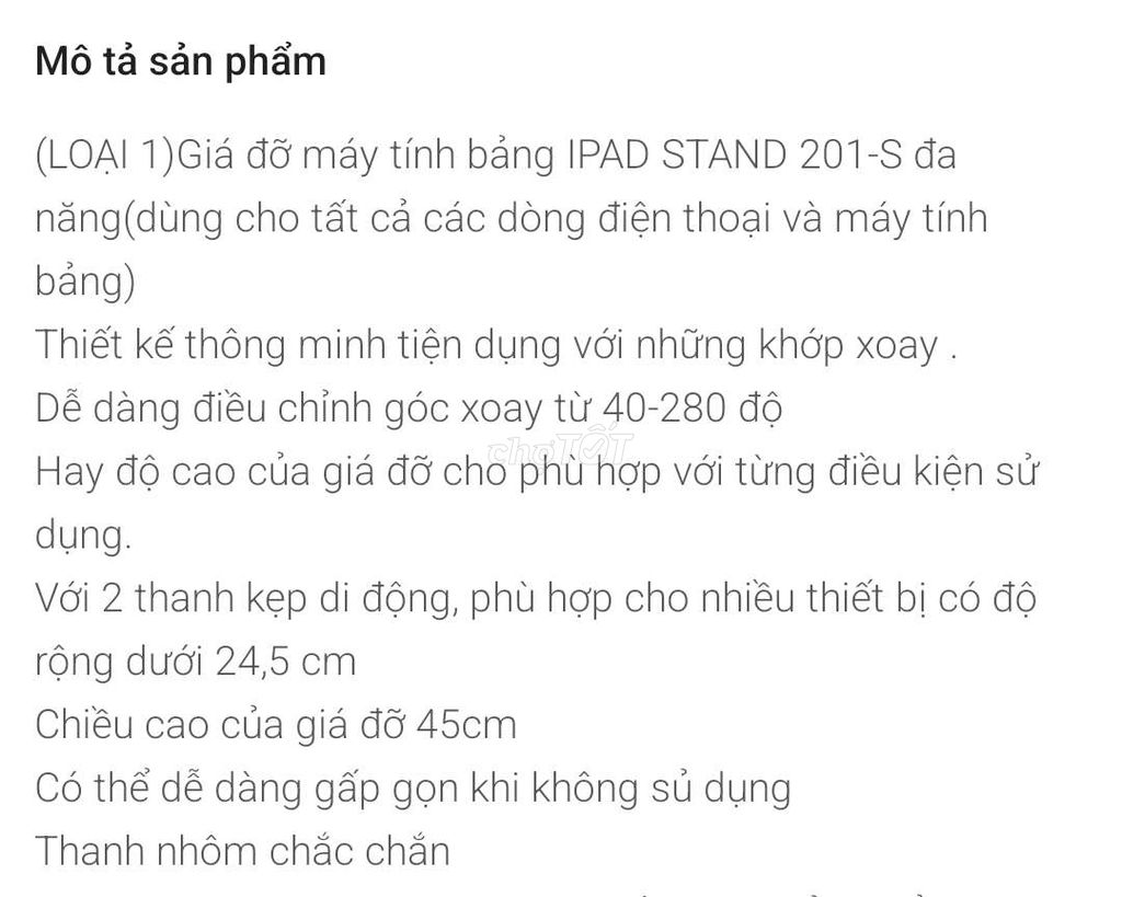 Giá đỡ điện thoại, ipad đa năng 201-S full box