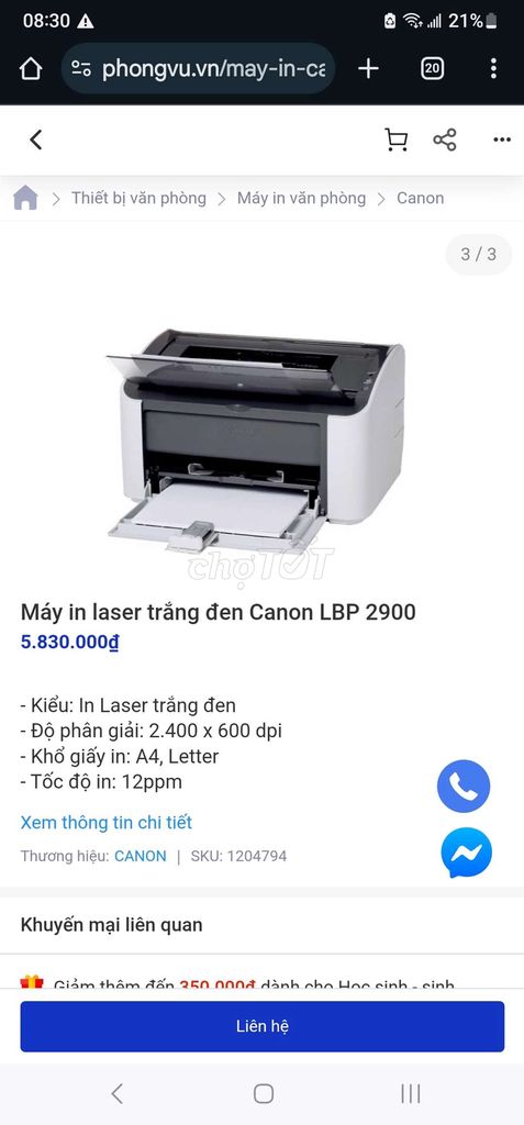 Thanh Lý Máy In Canon 2900 còn mới.