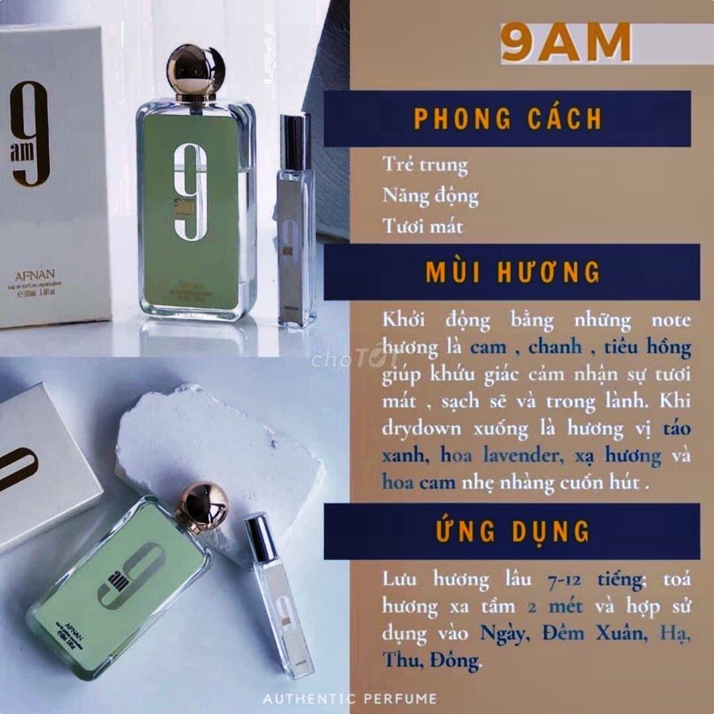 Nước Hoa 9AM & 9PM 100ML , Mùi hương trẻ trung