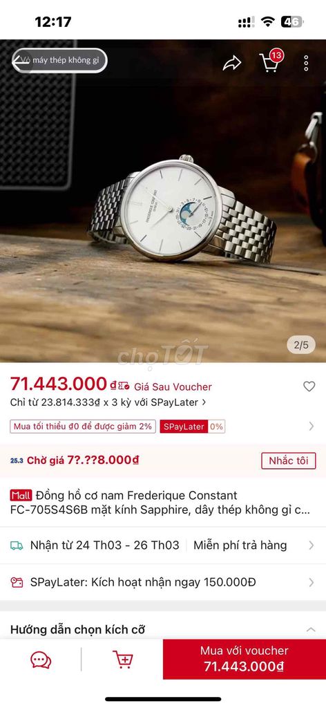 Đồng hồ Frederique Constant FC-705S4S6B Nam. Mua bán Đồng hồ tại Quận Hải An Hải Phòng được đăng bởi để gió cuốn đi hình 1