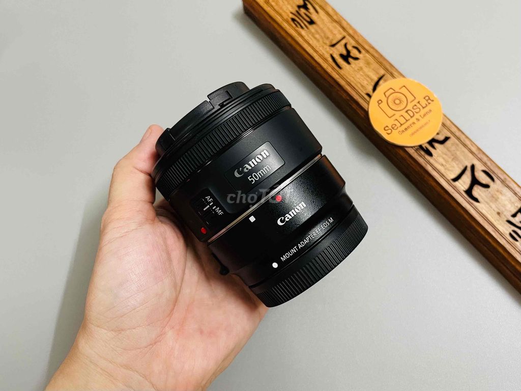 Combo Ngàm Canon M zin + 50F1.8 STM mới keng