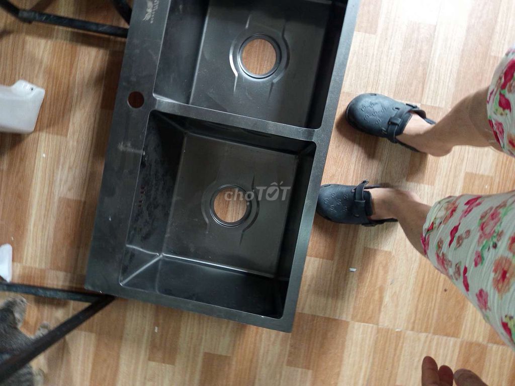 Chậu rửa bát Inox phủ nano Đen 82x45cm. Mua bán Thiết bị vệ sinh, nhà tắm tại Quận Đống Đa Hà Nội được đăng bởi tk 681 hình 1