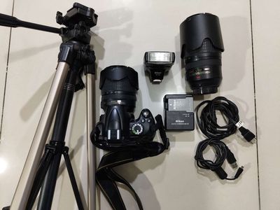 Combo máy ảnh Nikkon + 2 kit tặng flas và chân máy