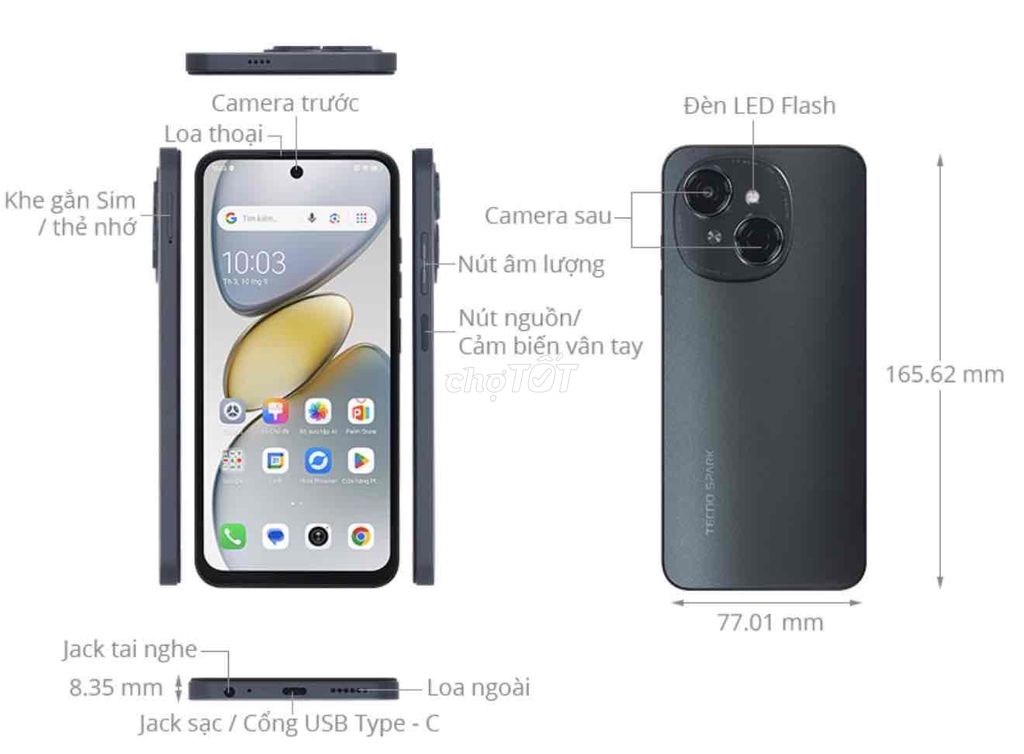 Tecno Spark Go 1 4/64GB Đen New 100%. Mua bán Điện thoại tại Quận Ninh Kiều Cần Thơ được đăng bởi Nguyên Mobile 65 hình 1