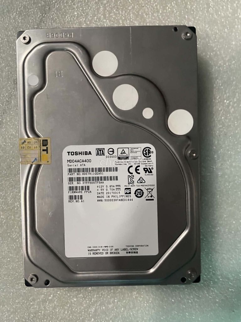 Ổ cứng HDD Toshiba MD04ACA400 4TB sk 100%. Mua bán Linh kiện (RAM, Card...) tại Quận Nam Từ Liêm Hà Nội được đăng bởi Bách hoá Mễ trì hình 1