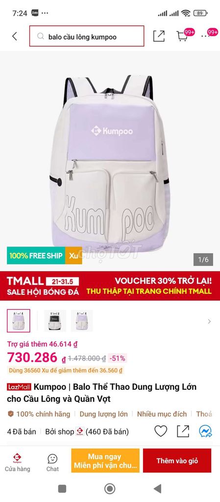 Balo thể thao Kumpoo KB-326. Mua bán Túi xách tại Huyện Quảng Điền Thừa Thiên Huế được đăng bởi hàng boom lazada hình 1