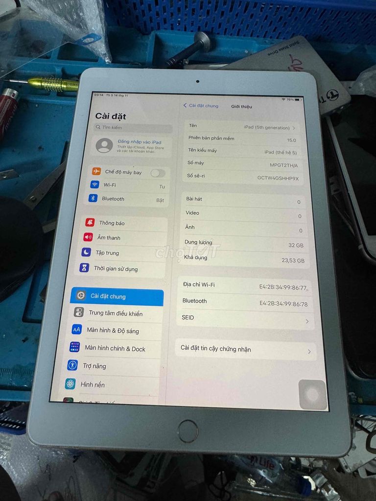 ipad gen 5 mất vân còn lại full 32gb