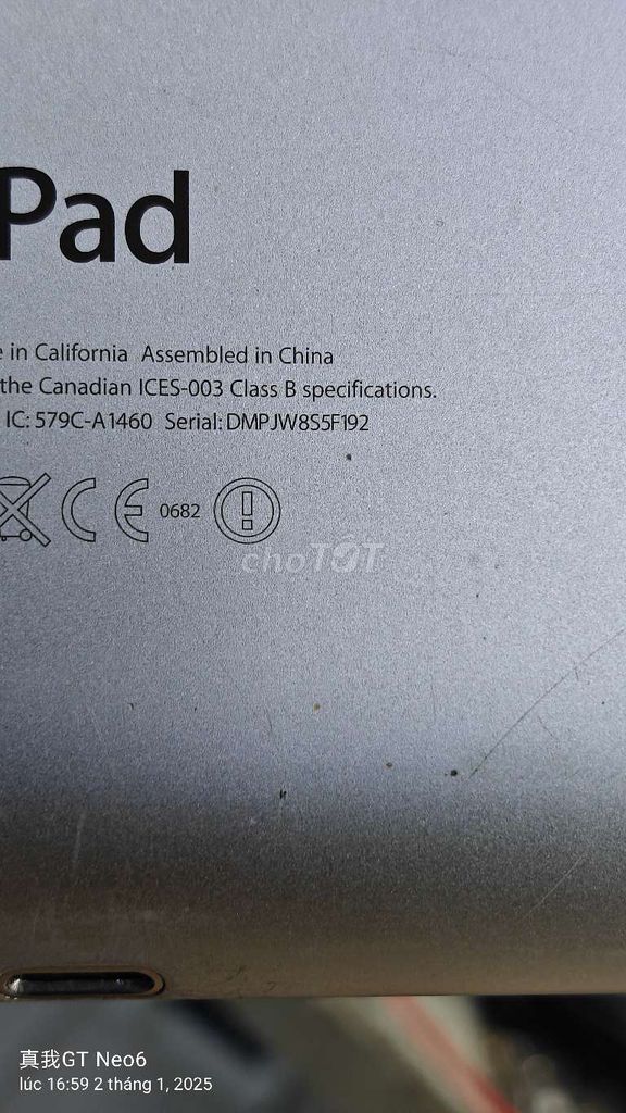 Xác ipad 4 64G như hình, pin phù