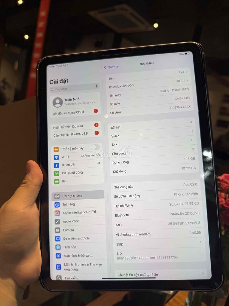 Apple iPad Air 6 (M2) 128GB. Mua bán Máy tính bảng tại Quận Hoàng Mai Hà Nội được đăng bởi Ngô Tuấn Anh hình 1