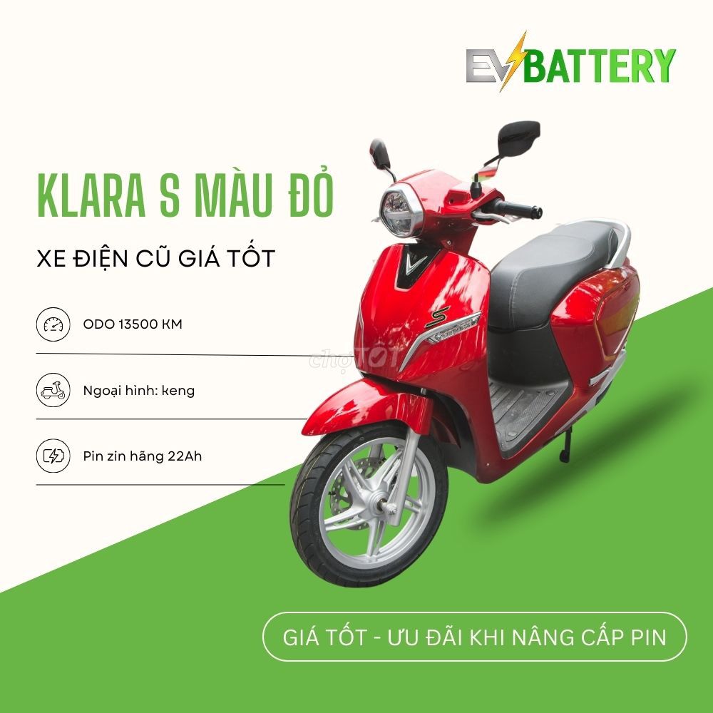 Xe Máy Điện Cũ: Xe Klara S Màu Đỏ