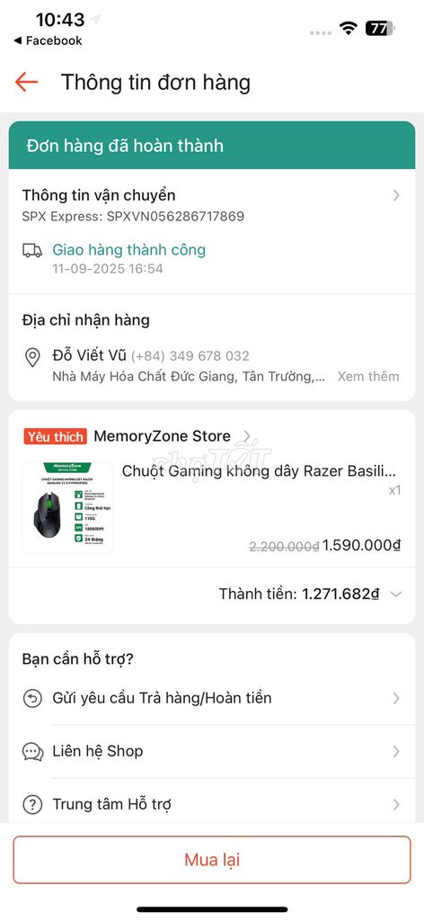 Chuột Razer Basilisk V3 X HyperSpeed Đen. Mua bán Phụ kiện (Màn hình, Chuột...) tại Thị xã Nghi Sơn Thanh Hóa được đăng bởi Đỗ Viết Vũ hình 1
