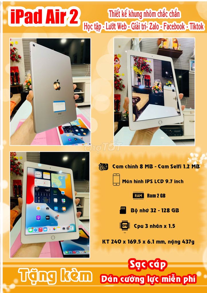 iPad Air 2 WIFI 16GB - 32GB nguyên Zin từ Mỹ rẻ. Mua bán Máy tính bảng tại Quận 3 Tp Hồ Chí Minh được đăng bởi Em Huy bán máy tính nhỏ gọn Mini PC  hình 6