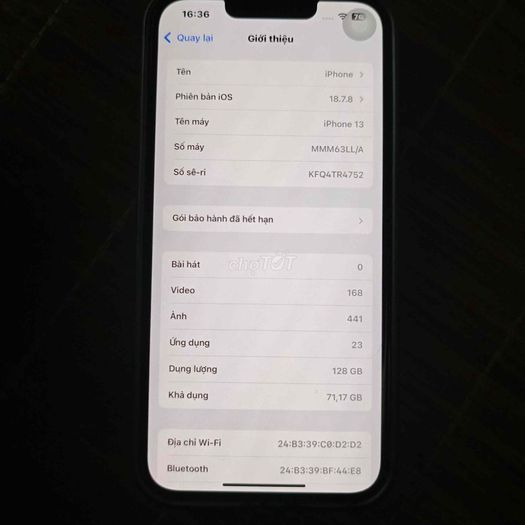 Apple iPhone 13 128GB Chưa sửa chữa. Mua bán Điện thoại tại Huyện Bến Lức Long An được đăng bởi Nguyen Tuyen hình 1