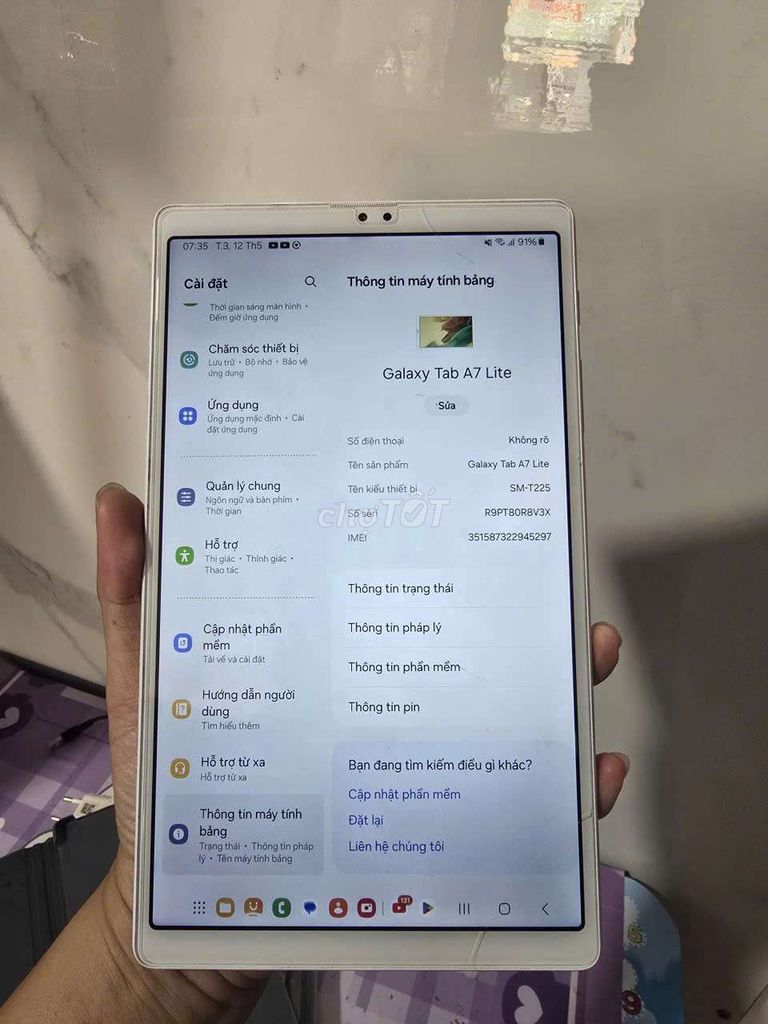 Samsung Galaxy Tab A7 Lite 3GB/32GB/dùng sim tốt. Mua bán Máy tính bảng tại Quận 12 Tp Hồ Chí Minh được đăng bởi Cầm Đồ Thanh Lý hình 1