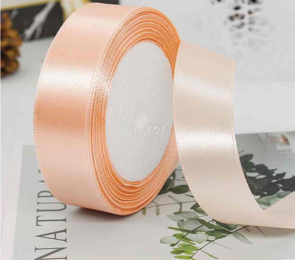 Ruy băng satin cam đào 25m x 2.5cm