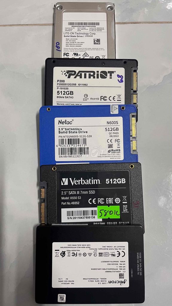 SSD SATA 2.5 512GB HÀNG RÃ MÁY CÁC HIỆU. BH 3T