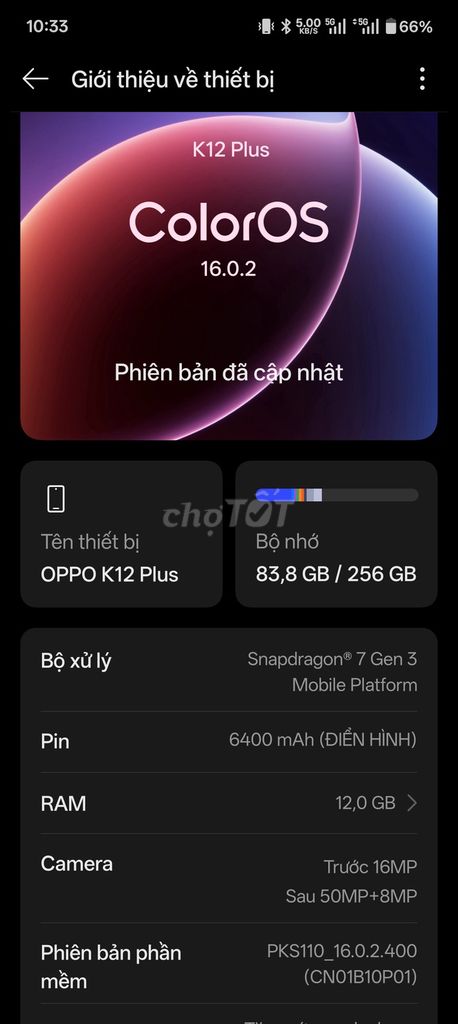 OPPO K12 Plus 256GB. Mua bán Điện thoại tại Huyện Văn Lãng Lạng Sơn được đăng bởi Gió Vô Tình hình 1