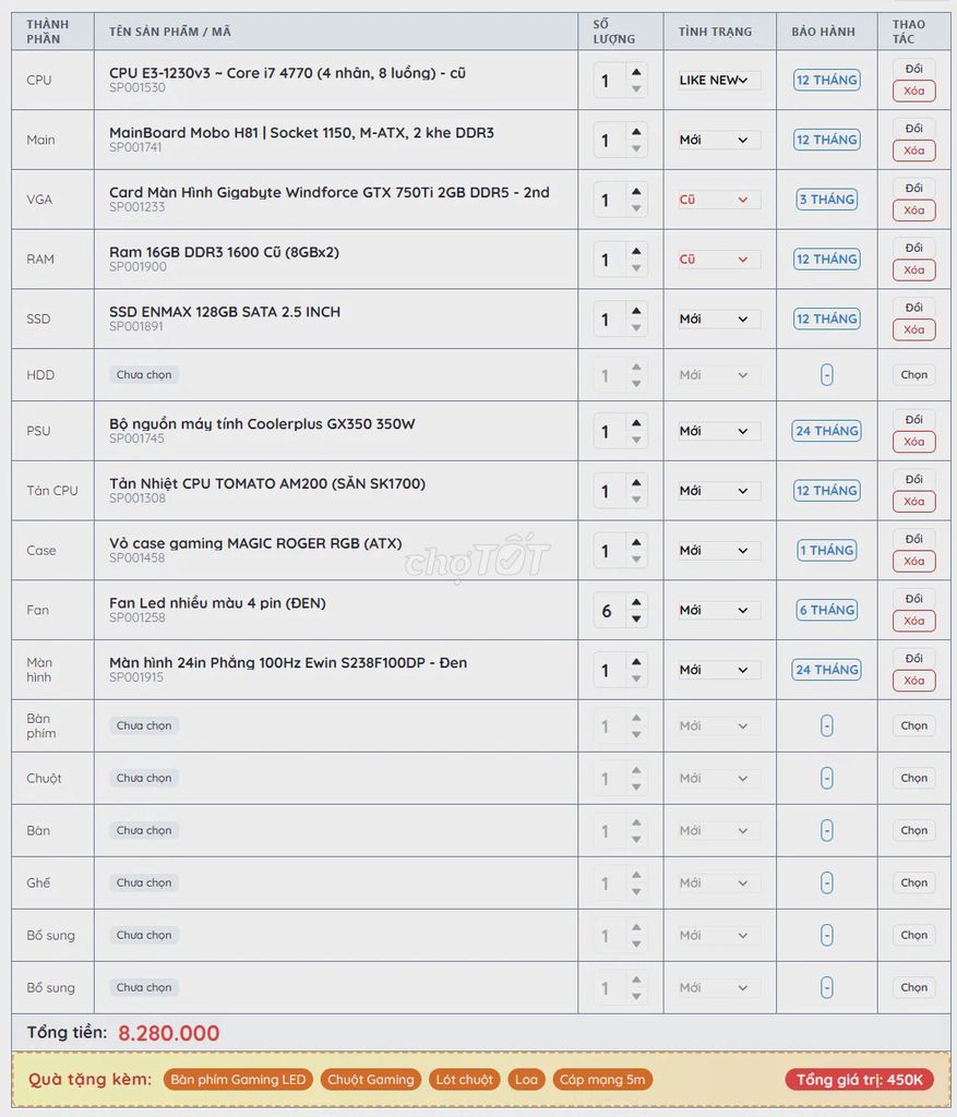thùng pc. Mua bán Máy tính để bàn tại Thành phố Long Khánh Đồng Nai được đăng bởi Bùi Quang Nhân hình 1