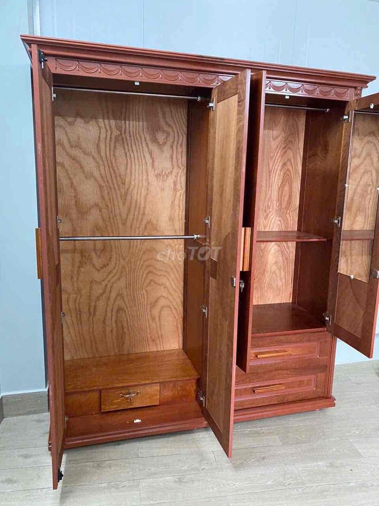 Tủ quần áo gỗ 4 cánh 3 ngăn kéo. Mua bán Tủ, kệ gia đình tại Quận Gò Vấp Tp Hồ Chí Minh được đăng bởi Đồ Gỗ Giá Xưởng hình 1