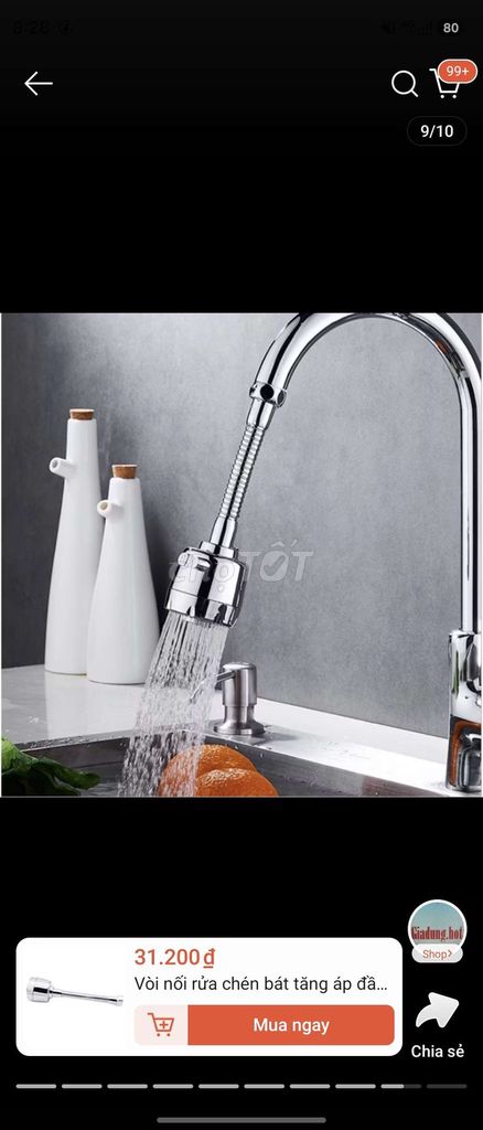 Đầu vòi tăng áp Inox xoay 360 độ 2 chế độ. Mua bán Thiết bị vệ sinh, nhà tắm tại Quận Bình Tân Tp Hồ Chí Minh được đăng bởi Bangel Grocery hình 1