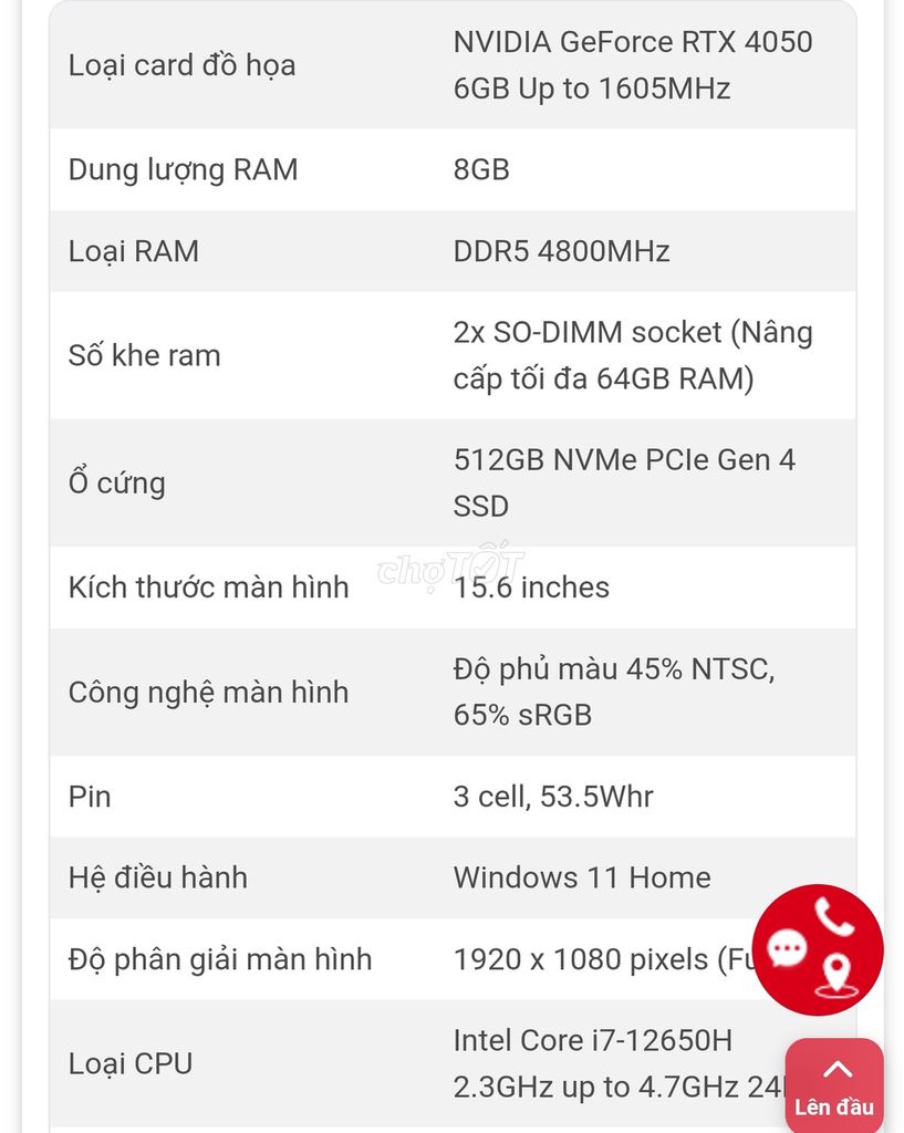 Laptop MSI Cyborg 15 A12VE-240VN I7-12650H/24GB