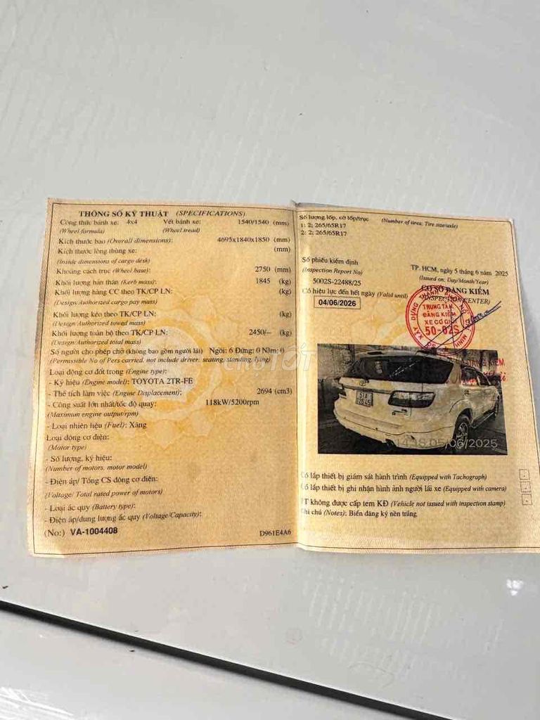 Toyota Fortuner trd 2 cầu 2011 2.7V - 43000 km. Mua bán Ô tô tại Huyện Tân Thạnh Long An được đăng bởi Dân Nguyễn công hình 19