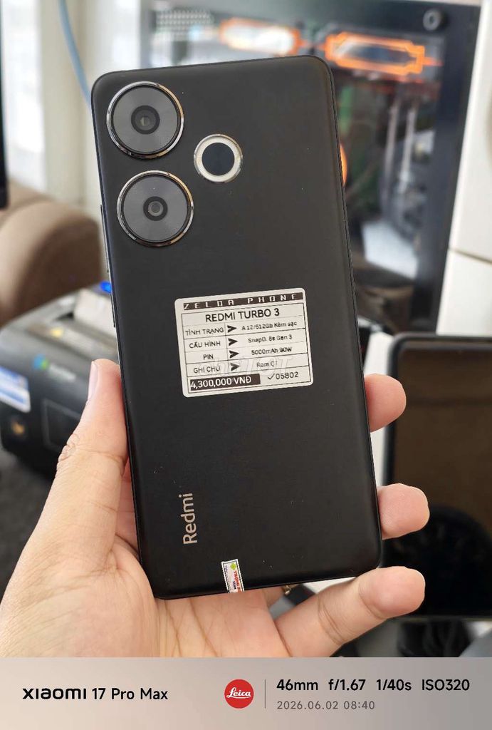 Xiaomi Redmi Turbo 3 12/512 Rom QT Kèm Sạc. Mua bán Điện thoại tại Quận Ninh Kiều Cần Thơ được đăng bởi Zelda Phone hình 1