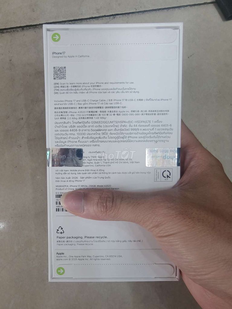 Apple iPhone 17 256GB Trắng Mới. Mua bán Điện thoại tại Quận Cầu Giấy Hà Nội được đăng bởi Baal hình 1