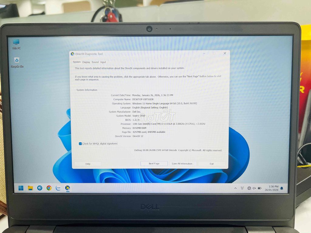 Bán Dell I3-genth11 - 8GB - SSD256GB. Mua bán Laptop tại Quận 10 Tp Hồ Chí Minh được đăng bởi Nguyễn Ngọc Pháp hình 1