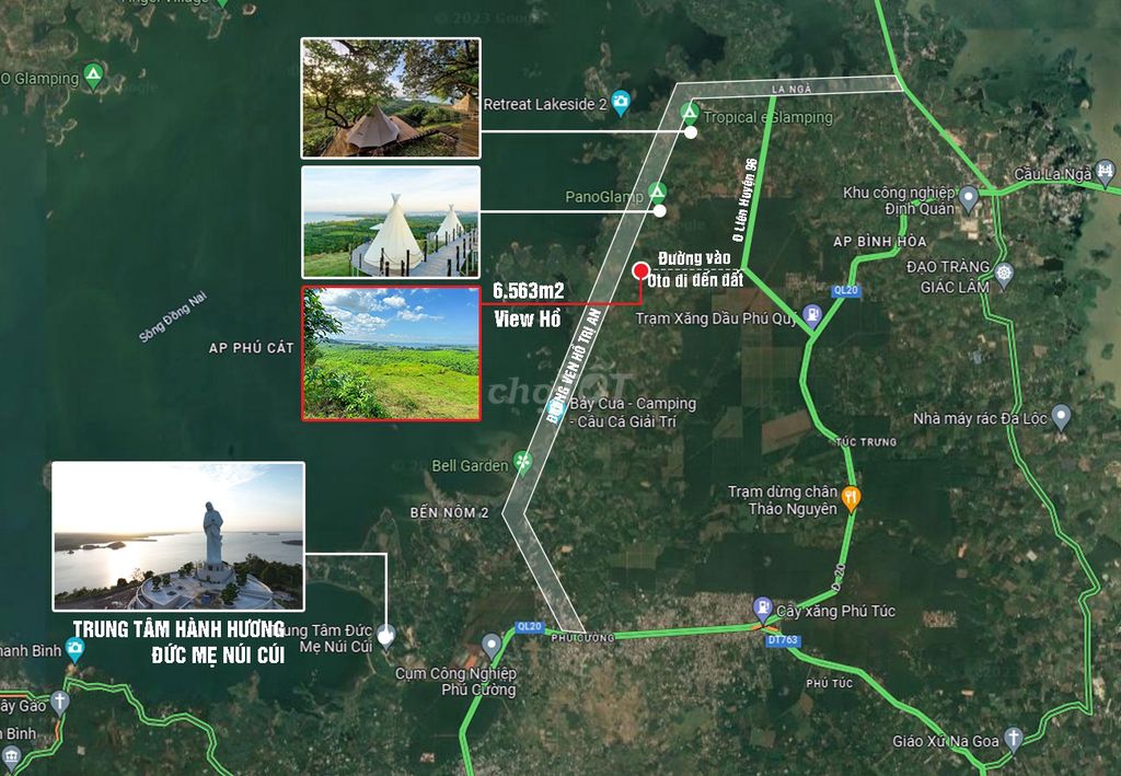 Bán 6.562m2 có 82m đường oto view Hồ Trị An khai thác du lịch tốt