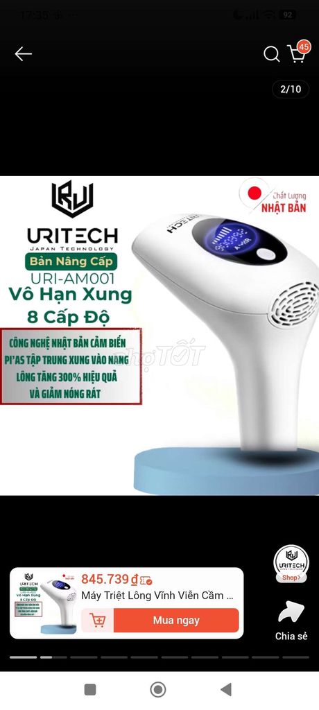 Máy triệt lông URITECH URI-AM001 Trắng. Mua bán Nội thất, đồ gia dụng khác tại Quận Đống Đa Hà Nội được đăng bởi NGUYỄN THỊ TRÀ hình 1