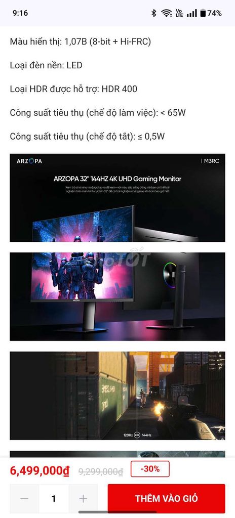 Màn hình gaming AZOPA M3RC 32 inch. Mua bán Phụ kiện (Màn hình, Chuột...) tại Thành phố Đà Lạt Lâm Đồng được đăng bởi Thắng hình 1