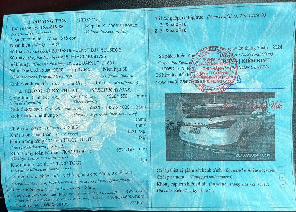 Baic 2020  - 129996 km. Mua bán Ô tô tại Thành phố Đà Lạt Lâm Đồng được đăng bởi Nguyễn Văn Cường hình 9