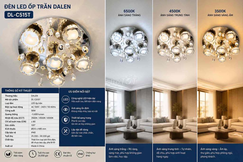 Đèn trần DALEN DL-C515 Đã sử dụng. Mua bán Đèn tại Quận 10 Tp Hồ Chí Minh được đăng bởi MS Trúc hình 1