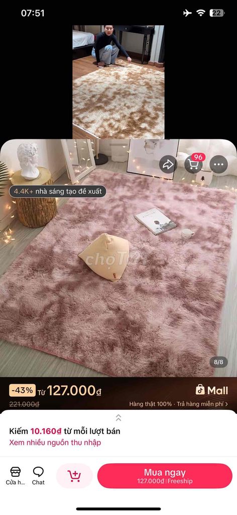 Thảm trải sàn Lông Nhiều màu. Mua bán Nội thất, đồ gia dụng khác tại Huyện Vĩnh Tường Vĩnh Phúc được đăng bởi Tung Nguyen hình 1