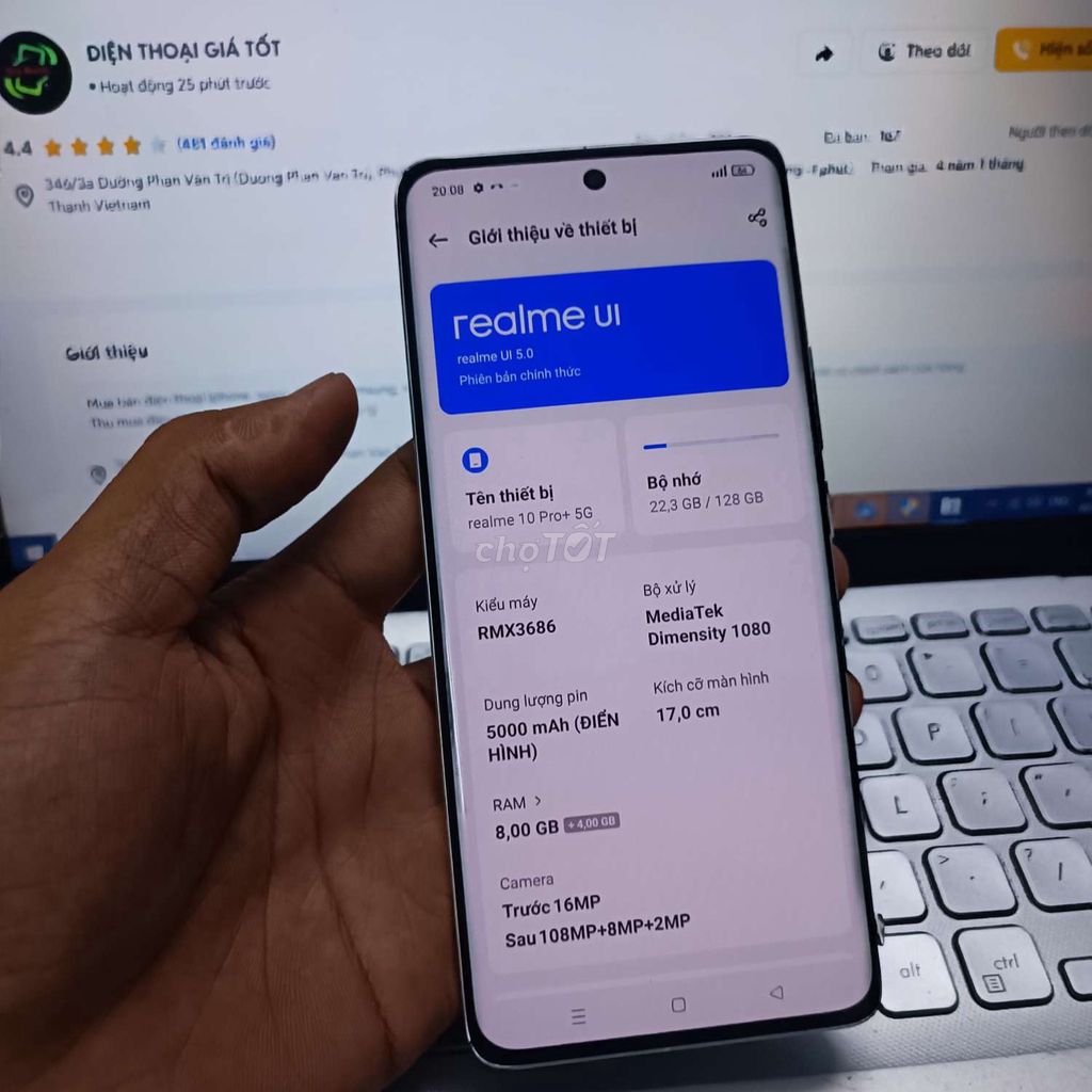 REALME 10 PRO PLUS 8GB.128GB DIMENSITY 1080 ZIN . Mua bán Điện thoại tại Quận Bình Thạnh Tp Hồ Chí Minh được đăng bởi Dân Mobile hình 1
