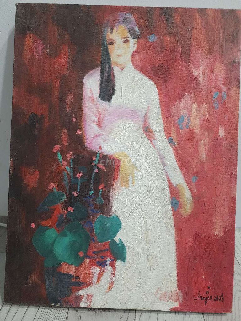 Tranh sơn dầu sáng tác Cô gái bên 30 -40 cm. Mua bán Cây cảnh, đồ trang trí tại Quận Bình Thạnh Tp Hồ Chí Minh được đăng bởi Nguyễn Văn Chuyển hình 1