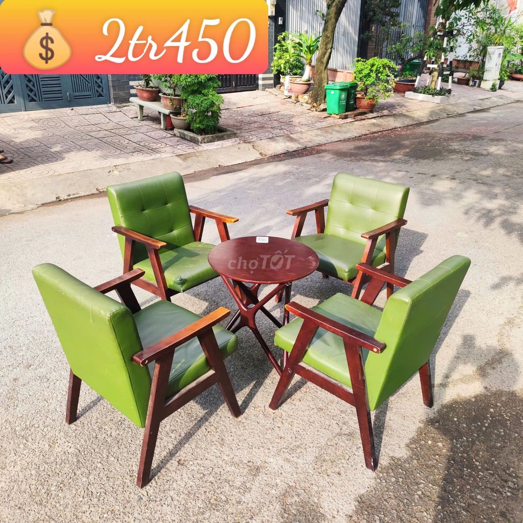 Bộ bàn ghế cà phê Gỗ, da. Mua bán Bàn ghế tại Quận Bình Thạnh Tp Hồ Chí Minh được đăng bởi Chợ nội thất Cũ TP HCM hình 1